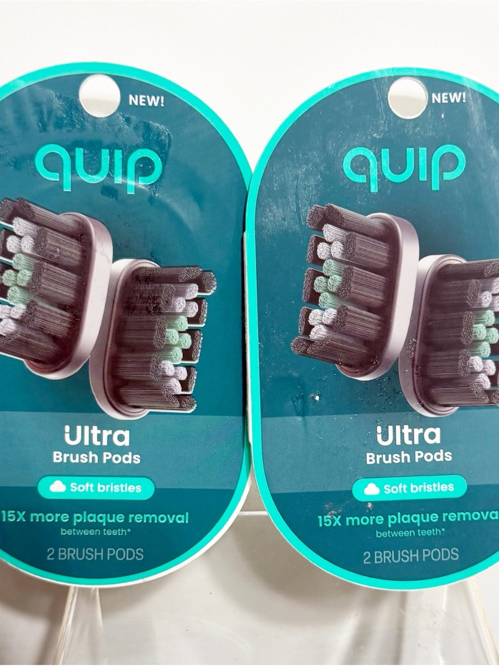 Set of 2 ~ QUIP Ultra Brush Pods (4 Total Heads) ~ Soft Bristles ~ New / Sealed